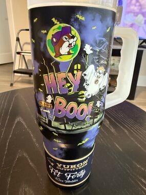 Buccees Yukon Outfitters "Hey Boo!" Halloween 40oz Tumbler - Purple & Black